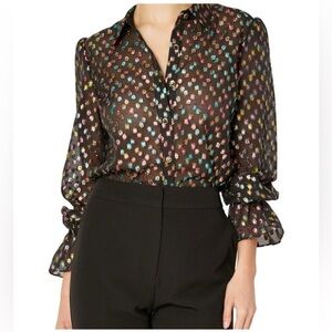 Milly Lacey Confetti Dot Sheer Blouse